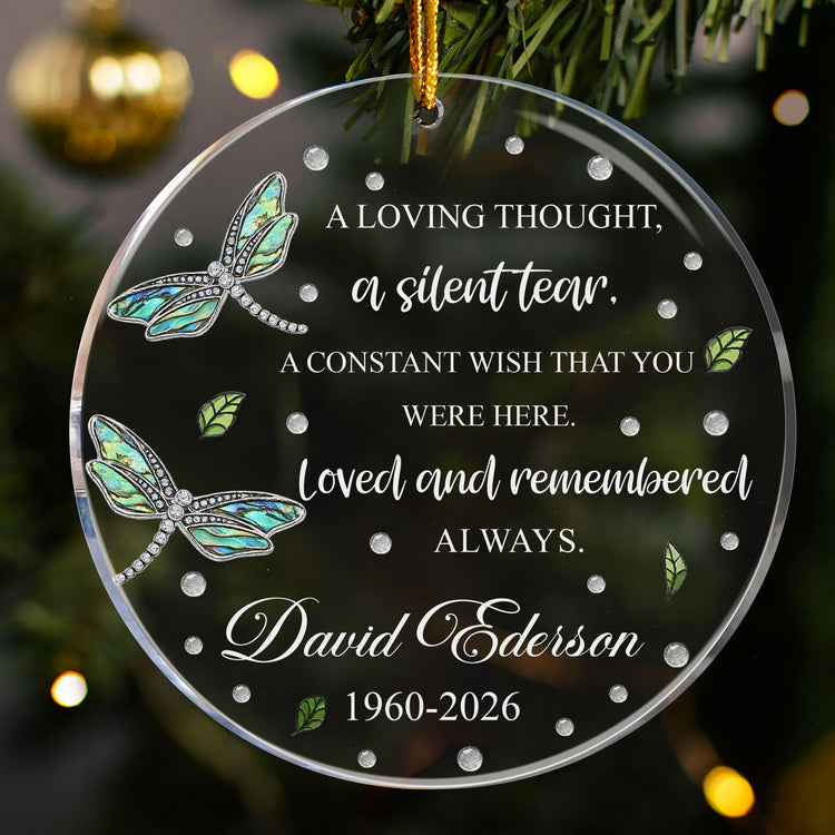 A Loving Thought, A Silent Tear Custom Name Memorial Christmas Gifts - Personalized Ornament 2