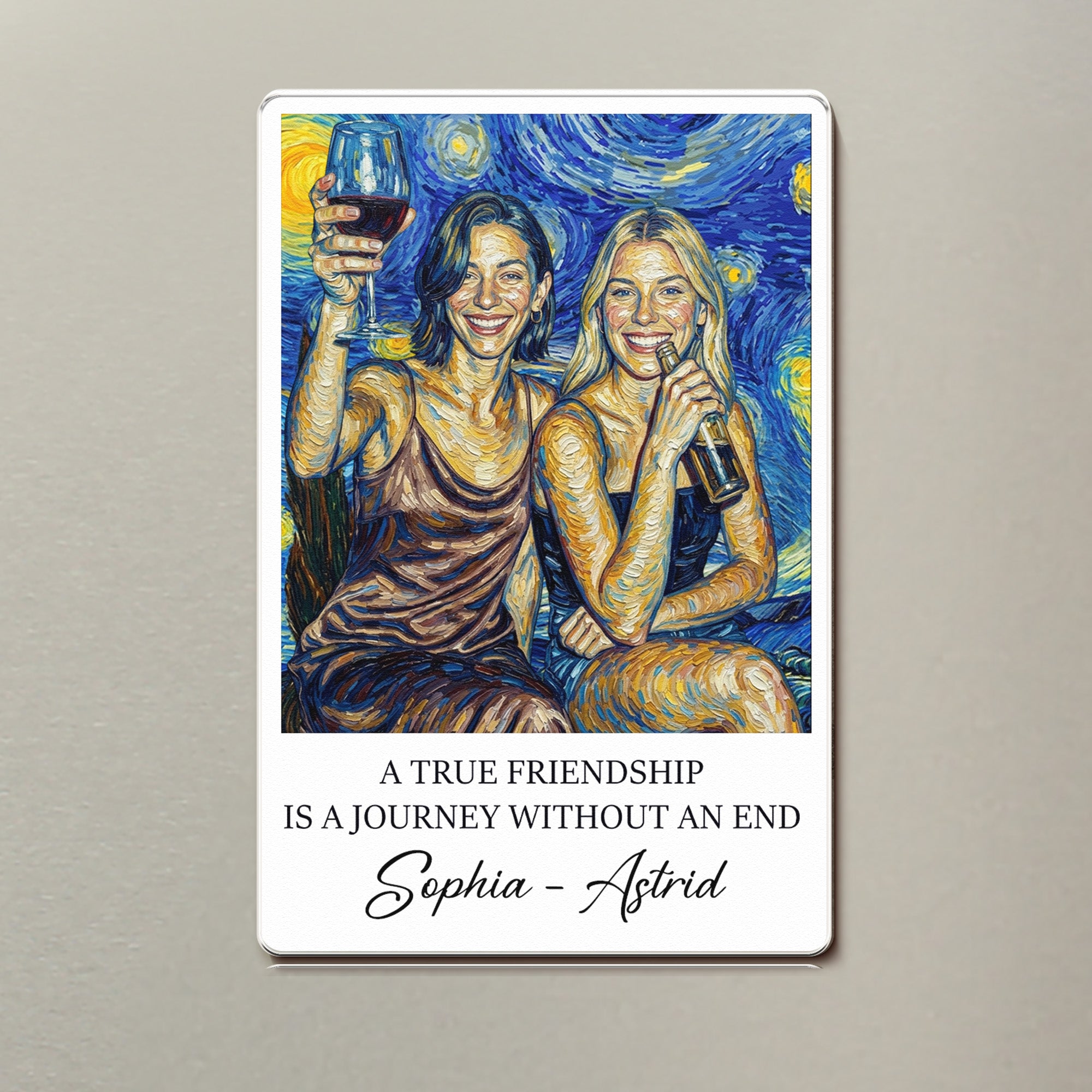 A True Friendship Is A Journey Custom Photo Van Gogh Art - Personalized Magnet 3