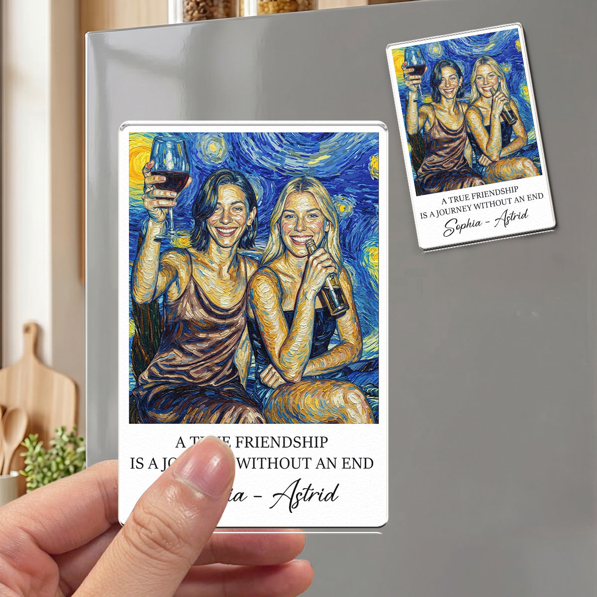 A True Friendship Is A Journey Custom Photo Van Gogh Art - Personalized Magnet 4
