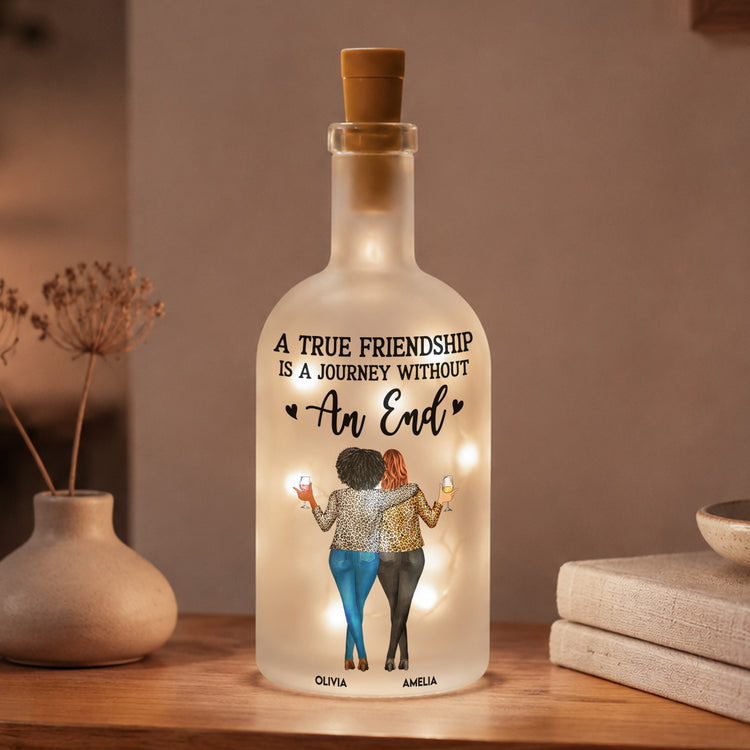 A True Friendship Is A Journey Friendship Gifts For BFF, Soul Sisters - Personalized Bottle Lamp 1
