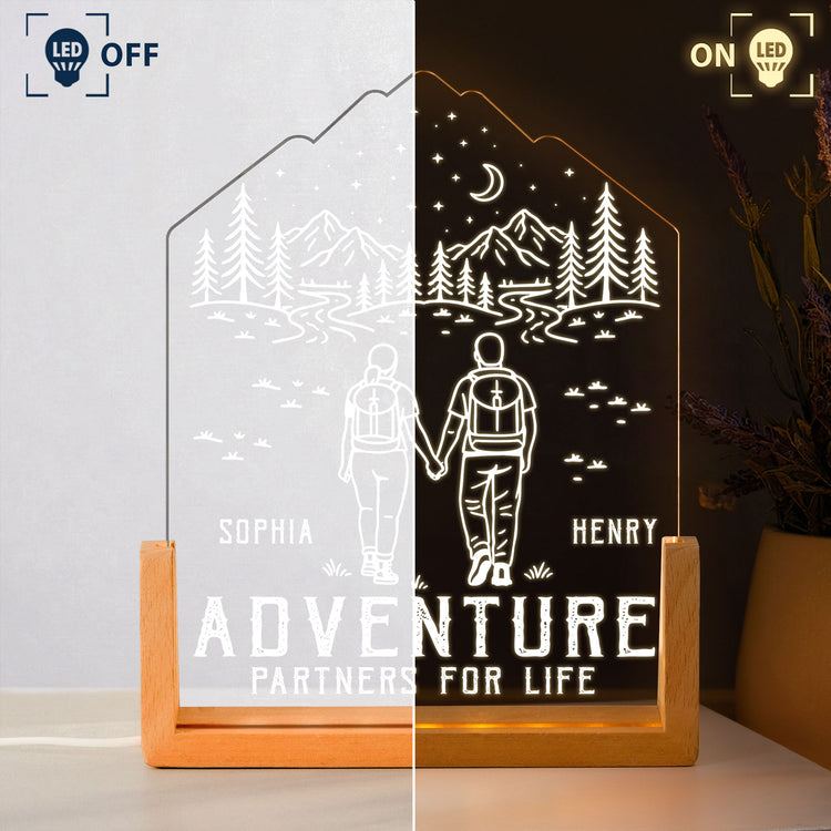 Adventure Partners For Life Couple Gifts - Personalized Night Light 3