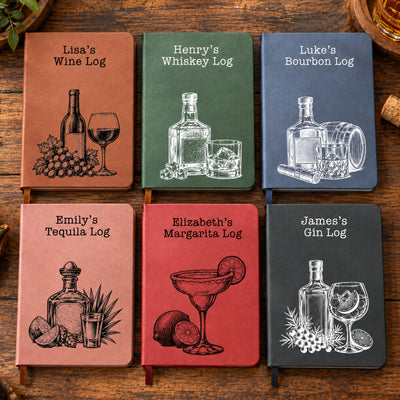 Alcohol Log Book - Wine Lovers, Whiskey Bourbon, Rum, Cocktails, Gifts For Her, Him - Personalized Journal