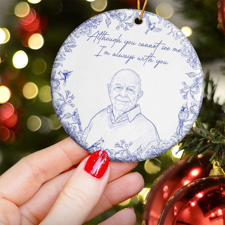 Always With You At Christmas & Forever Custom Photo Sketch Art - Personalized Ornament 3