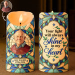 Always With You Custom Photo Stained Glass Art Memorial Gifts - Personalized LED Candle 1