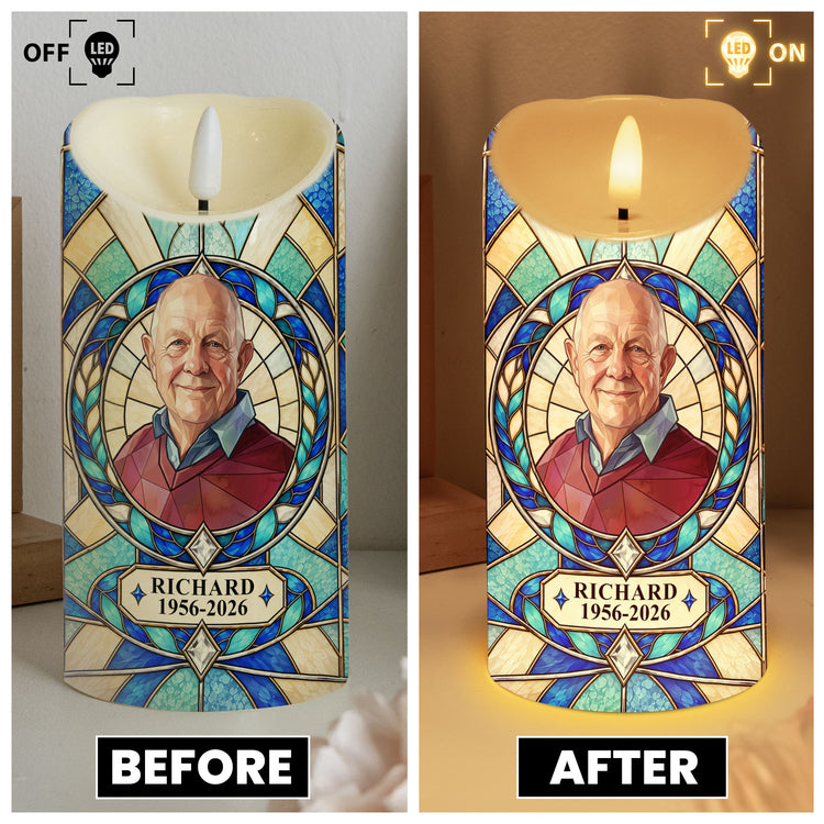 Always With You Custom Photo Stained Glass Art Memorial Gifts - Personalized LED Candle 4