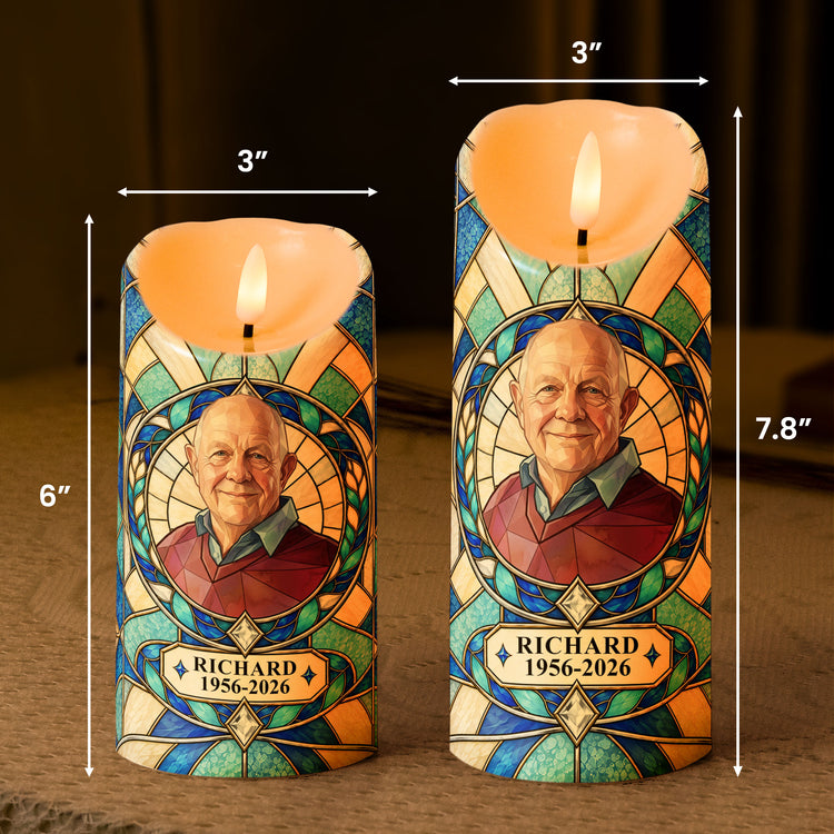 Always With You Custom Photo Stained Glass Art Memorial Gifts - Personalized LED Candle 6