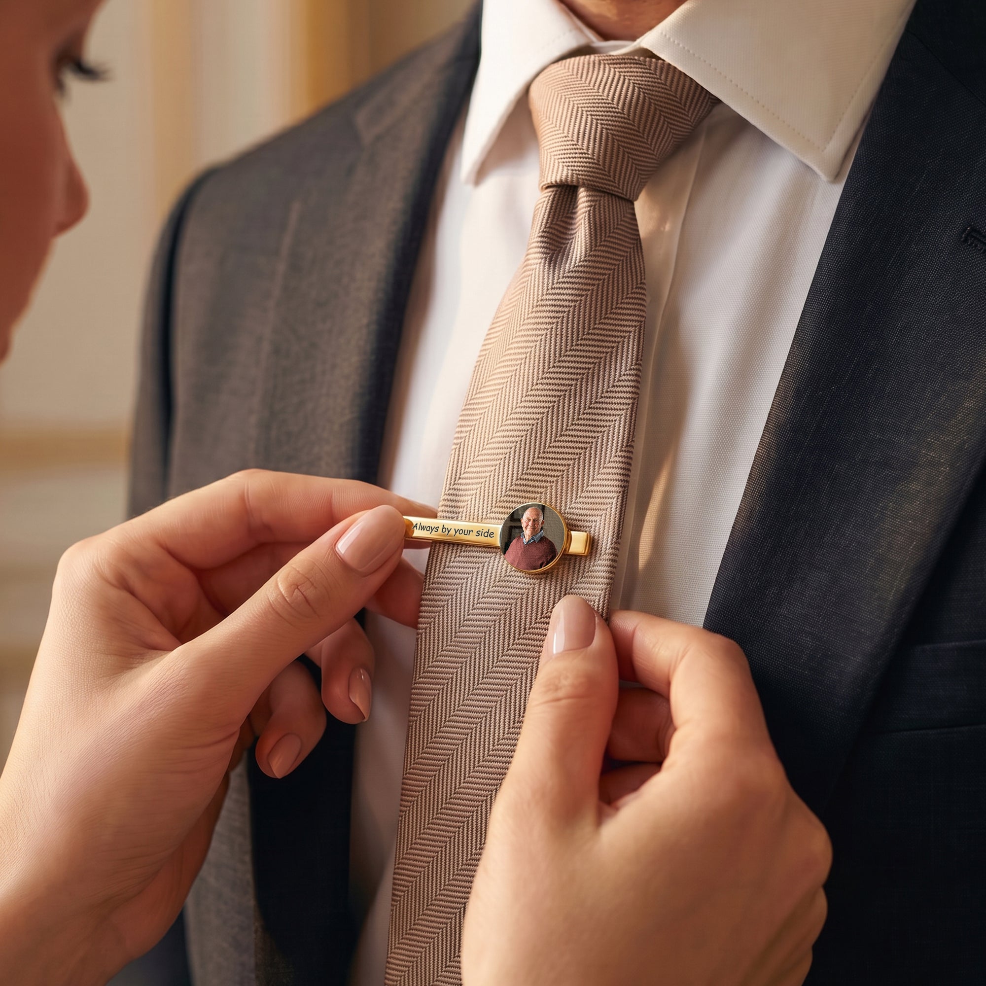 Always With You Memorial Wedding Gifts For Him Groom - Personalized Tie Clip 2