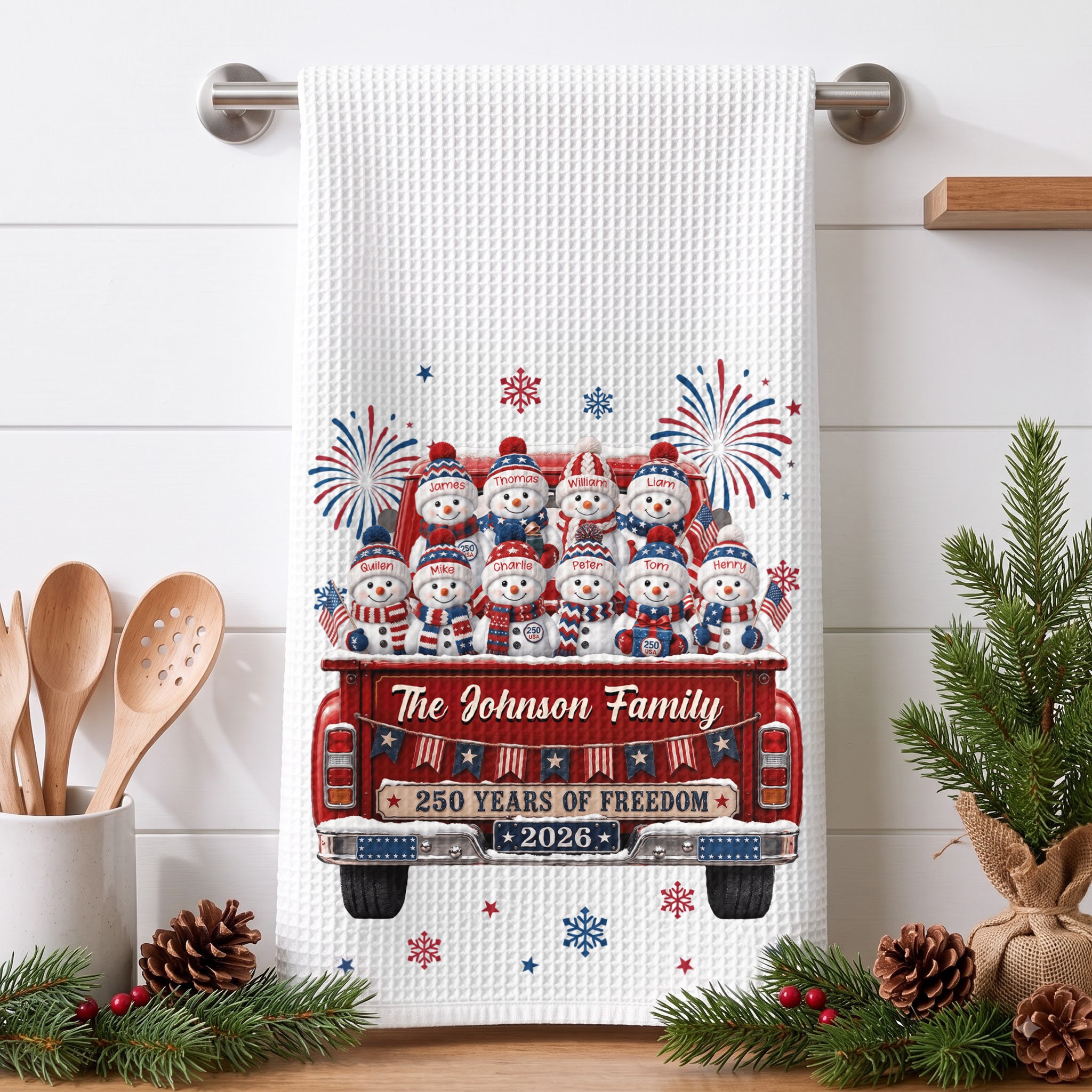 America 250Th Anniversary Christmas Gifts For Mom, Family - Personalized Kitchen Towel 2