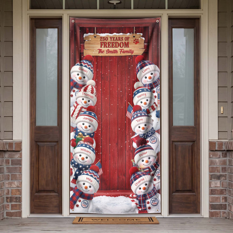 America 250Th Anniversary Snowman - Personalized Door Cover 3