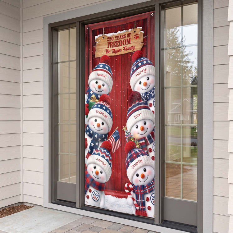 America 250Th Anniversary Snowman - Personalized Door Cover 5