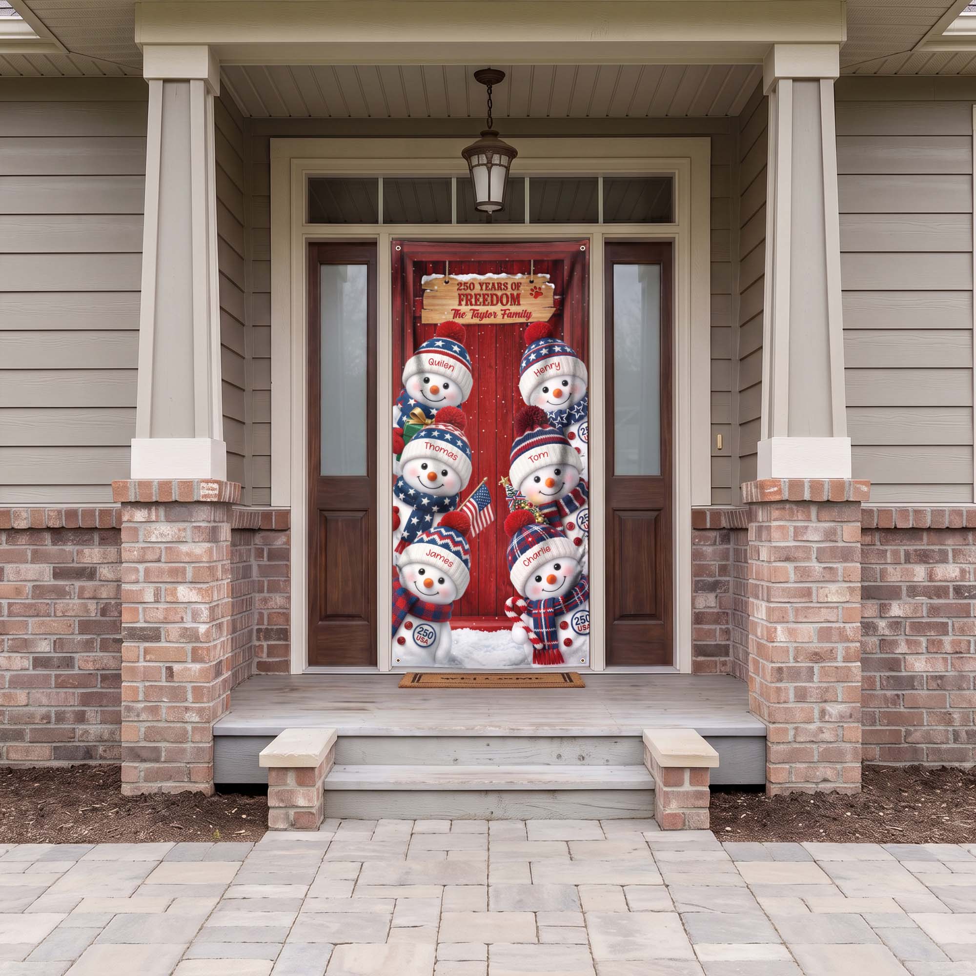 America 250Th Anniversary Snowman - Personalized Door Cover 6