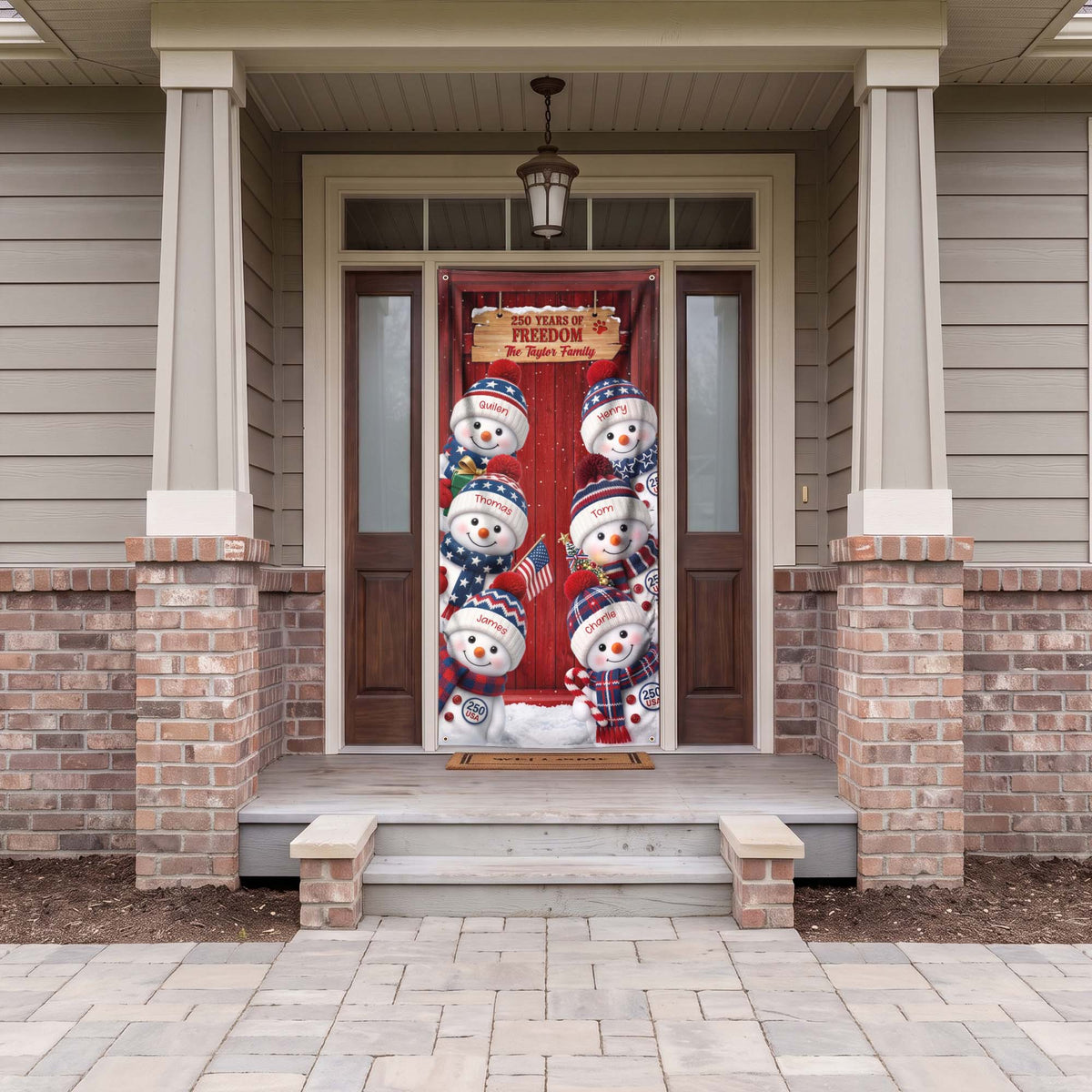 America 250Th Anniversary Snowman - Personalized Door Cover 6