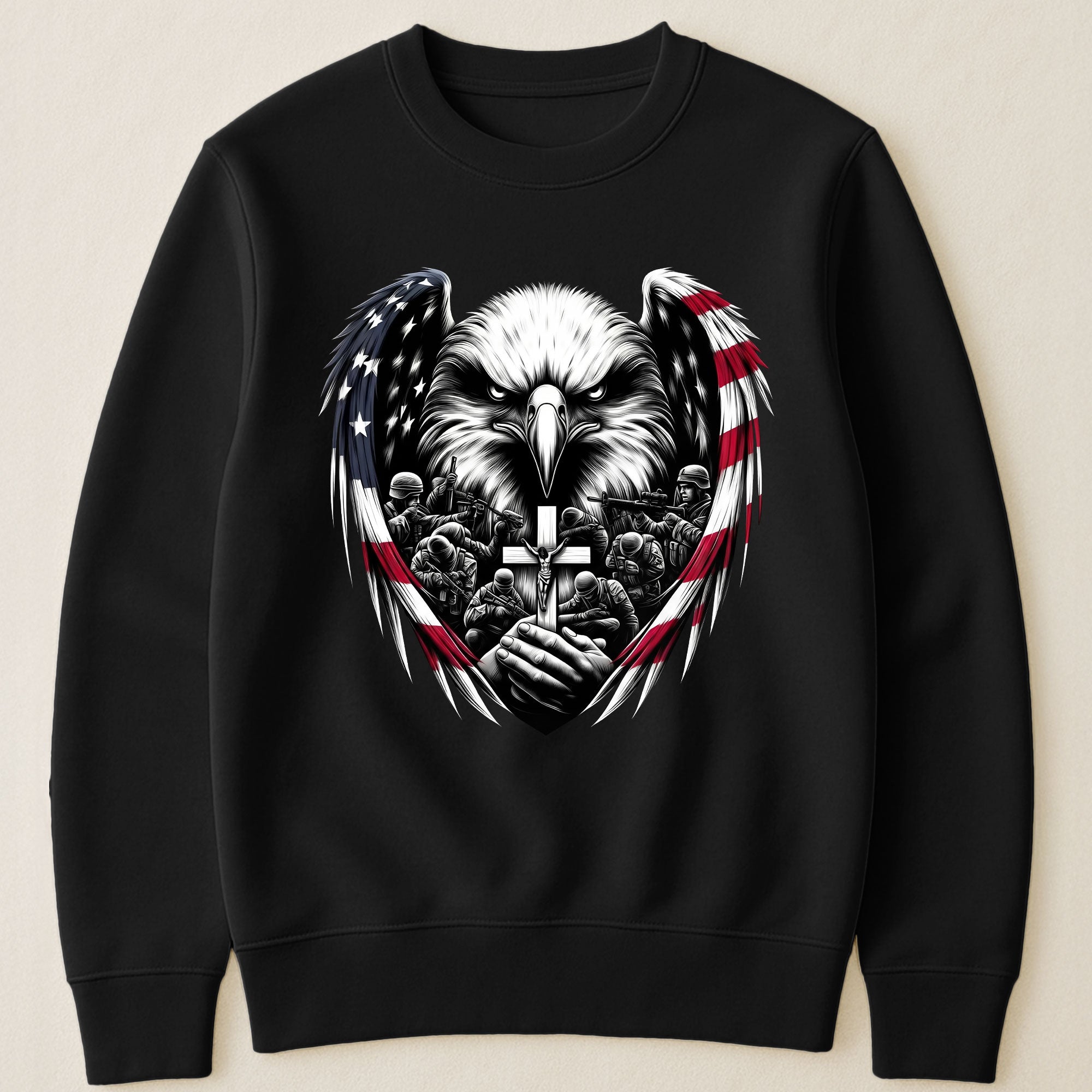 American Eagle Wings & Soldiers Praying Cross - Shirt