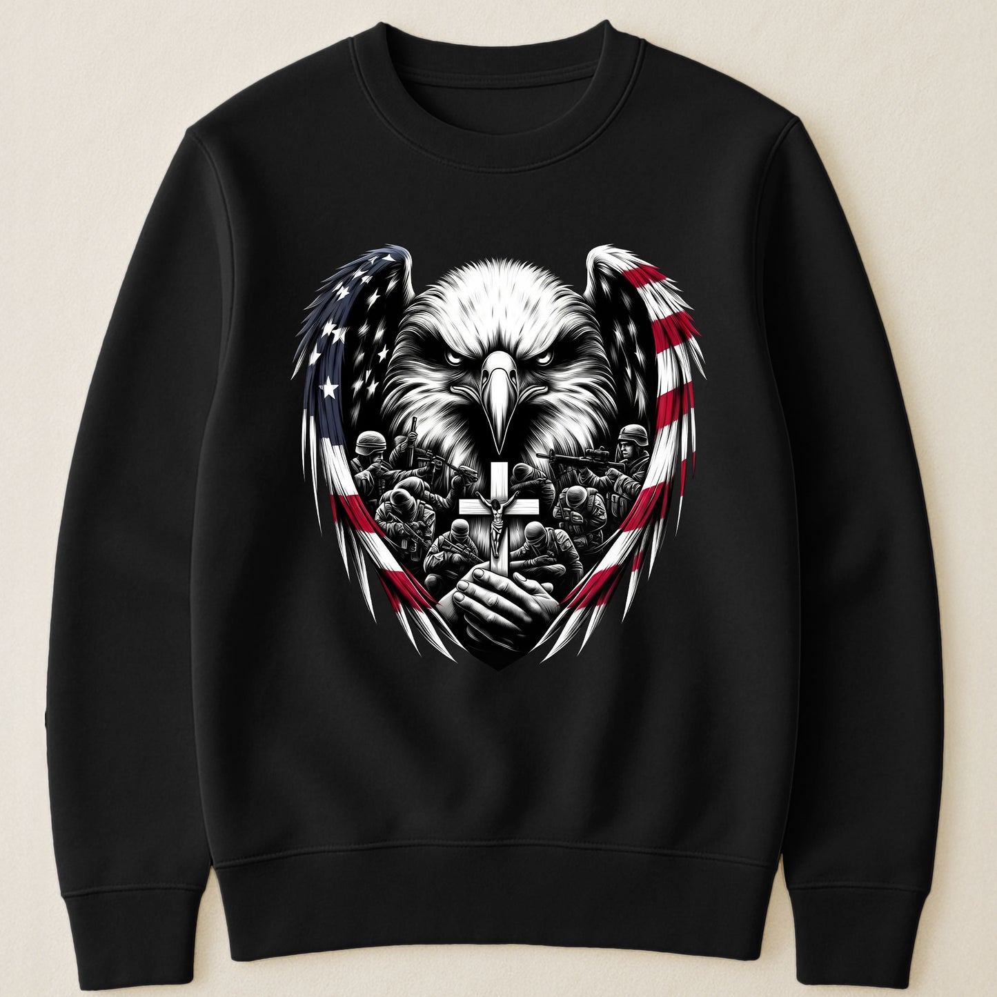 American Eagle Wings & Soldiers Praying Cross - Shirt