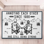 Annoying Each Other Since And Still Going Strong Couple Sitting Line Art - Personalized Doormat 2