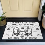 Annoying Each Other Since And Still Going Strong Couple Sitting Line Art - Personalized Doormat 3