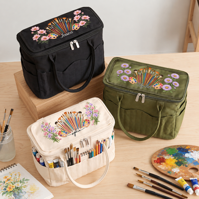 Art Stuff Bag, Custom Name & Birth Flower Gift For Aritist, Arting Lovers - Personalized  Bag