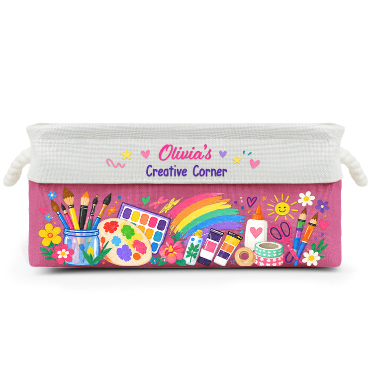 Art Supply Basket For Painting Lover Kids, Grandkids - Personalized Storage Basket 3