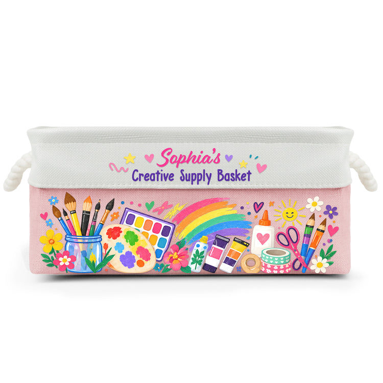 Art Supply Basket For Painting Lover Kids, Grandkids - Personalized Storage Basket 4