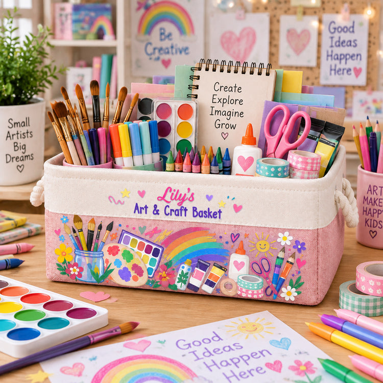 Art Supply Basket For Painting Lover Kids, Grandkids - Personalized Storage Basket 6