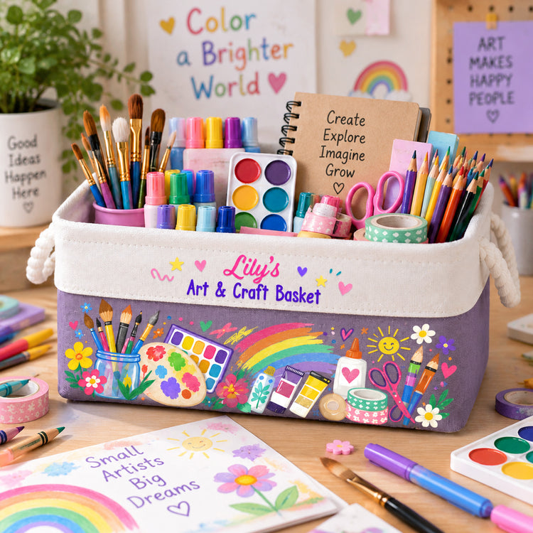 Art Supply Basket For Painting Lover Kids, Grandkids - Personalized Storage Basket 7