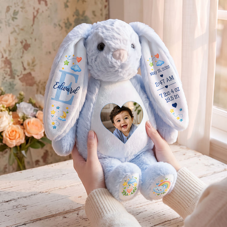 Baby Birth Gift, Baby Shower Gift - Personalized Bunny Plush 3