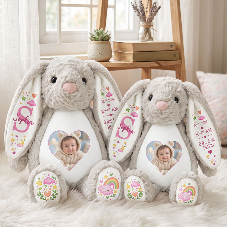 Baby Birth Gift, Baby Shower Gift - Personalized Bunny Plush 4