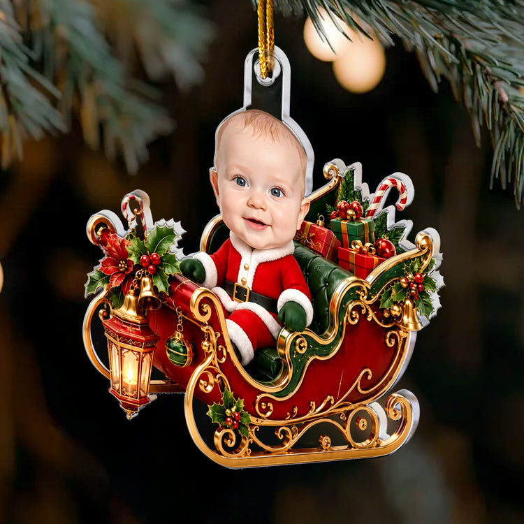 Baby First Christmas Custom Face - Personalized Ornament 3