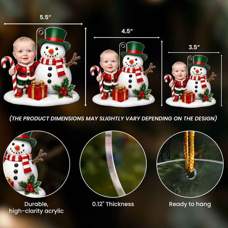 Baby First Christmas Custom Face - Personalized Ornament 4