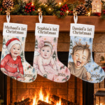 Baby First Christmas Custom Photo Keepsake For Family - Personalized Stocking 1