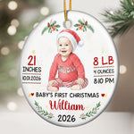 Baby First Christmas Keepsake Custom Photo Watercolor - Personalized Ornament 2