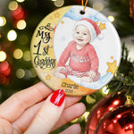 Baby First Christmas Moon Lover Keepsake Custom Photo Watercolor - Personalized Ornament 3