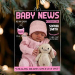 Baby News Magazine For Baby First Christmas - Personalized Ornament 3
