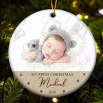 Baby's First Christmas For Baby Girl Baby Boy Custom Photo Watercolor Art - Personalized Ornament 2