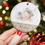 Baby's First Christmas For Baby Girl Baby Boy Custom Photo Watercolor Art - Personalized Ornament 4