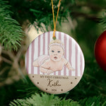Baby's First Christmas For Baby Girl Baby Boy Custom Photo Watercolor Art - Personalized Ornament 5