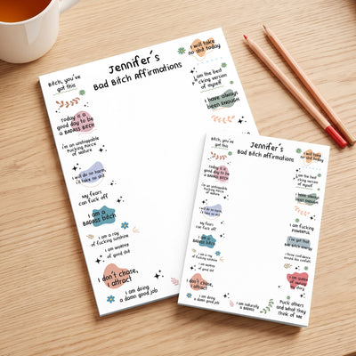 Bad B*tch Affirmations - For Coworkers, Friends, Self Gift - Personalized Notepad