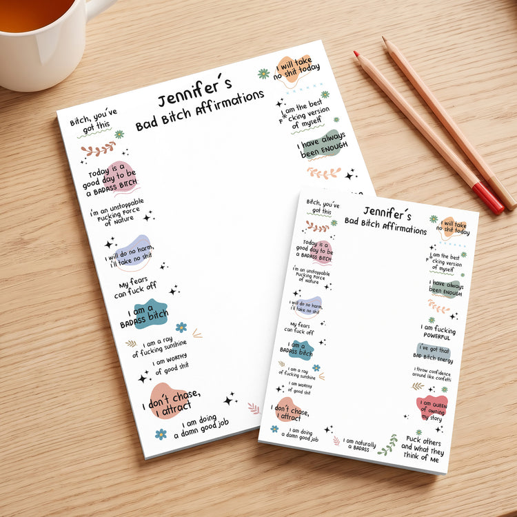 Bad B*Tch Affirmations - For Coworkers, Friends, Self Gift - Personalized Notepad 1