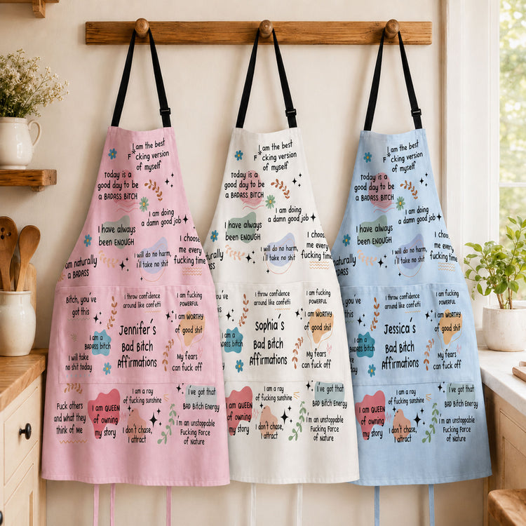 Bad BTch Affirmations - For Coworkers, Friends, Self Gift With Led Light - Personalized Apron 1