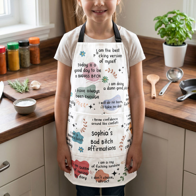 Bad BTch Affirmations - For Coworkers, Friends, Self Gift With Led Light - Personalized Apron 3