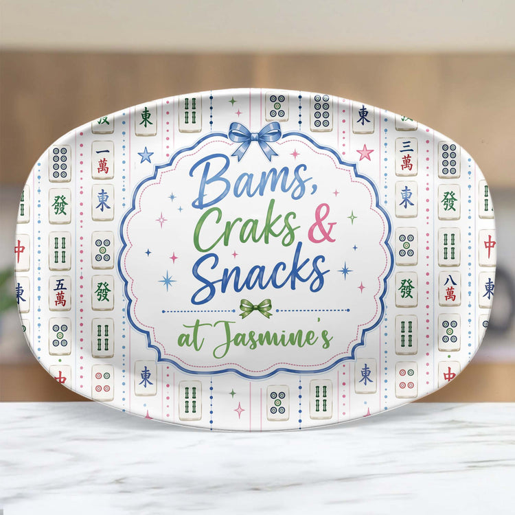 Bams, Craks & Snacks Mahjong Serving Platter Gift Idea - Personalized Platter 4