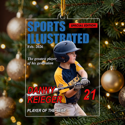 Baseball Kid On The Magazine - Personalized Ornament