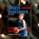 Baseball Kid On The Magazine - Personalized Ornament 2
