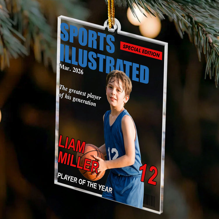 Baseball Kid On The Magazine - Personalized Ornament 5