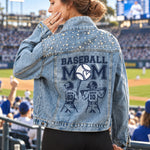 Baseball Mom, Softball Mom - Custom With Kids - Personalized Denim Jacket 1