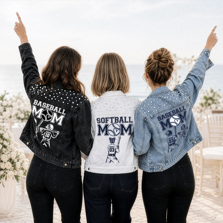Baseball Mom, Softball Mom - Custom With Kids - Personalized Denim Jacket 5