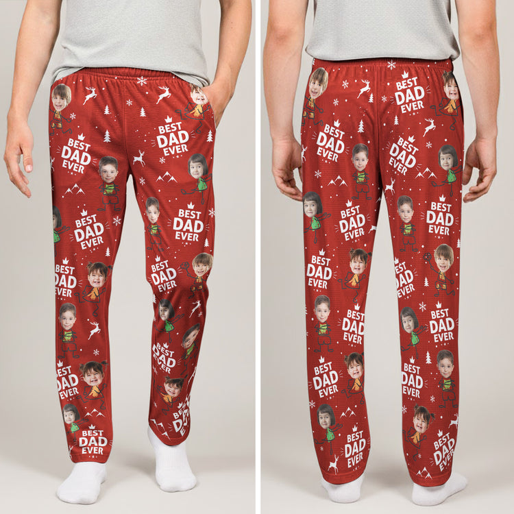 Best Dad Ever Custom Photo Christmas Gifts For Men, Husband, Dad - Personalized Lounge Pants 3