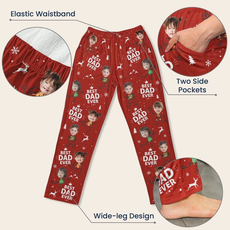 Best Dad Ever Custom Photo Christmas Gifts For Men, Husband, Dad - Personalized Lounge Pants 6
