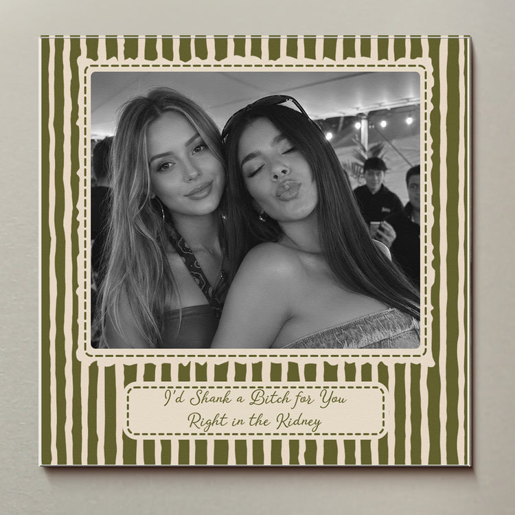 Best Friend Custom Photo - Christmas Gifts For Bestie, Sister - Vintage Stripe - Personalized Magnet 3