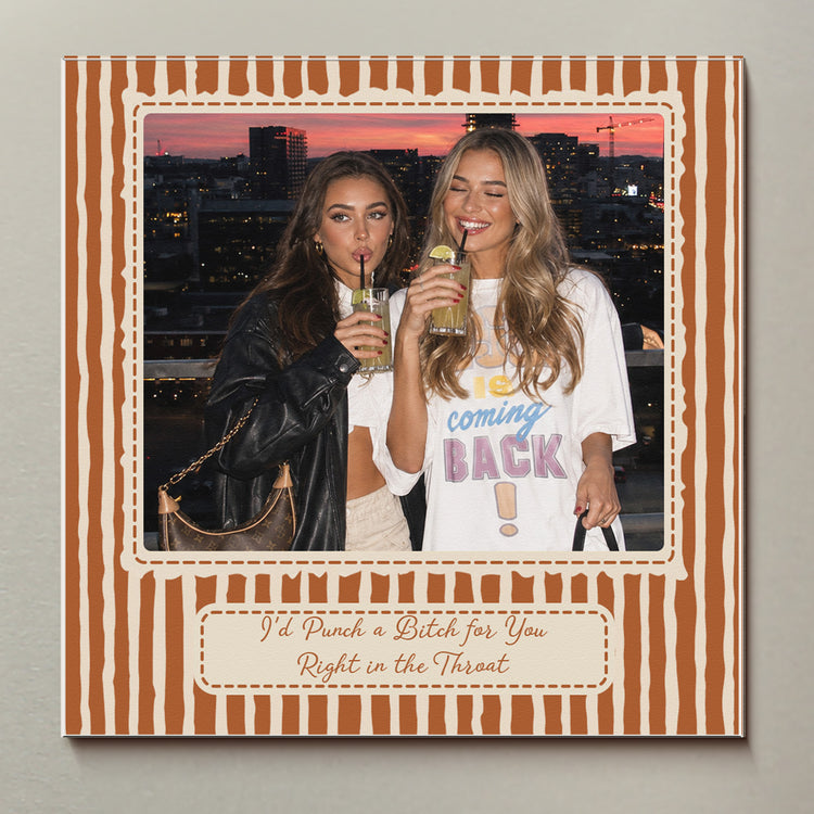 Best Friend Custom Photo - Christmas Gifts For Bestie, Sister - Vintage Stripe - Personalized Magnet 4